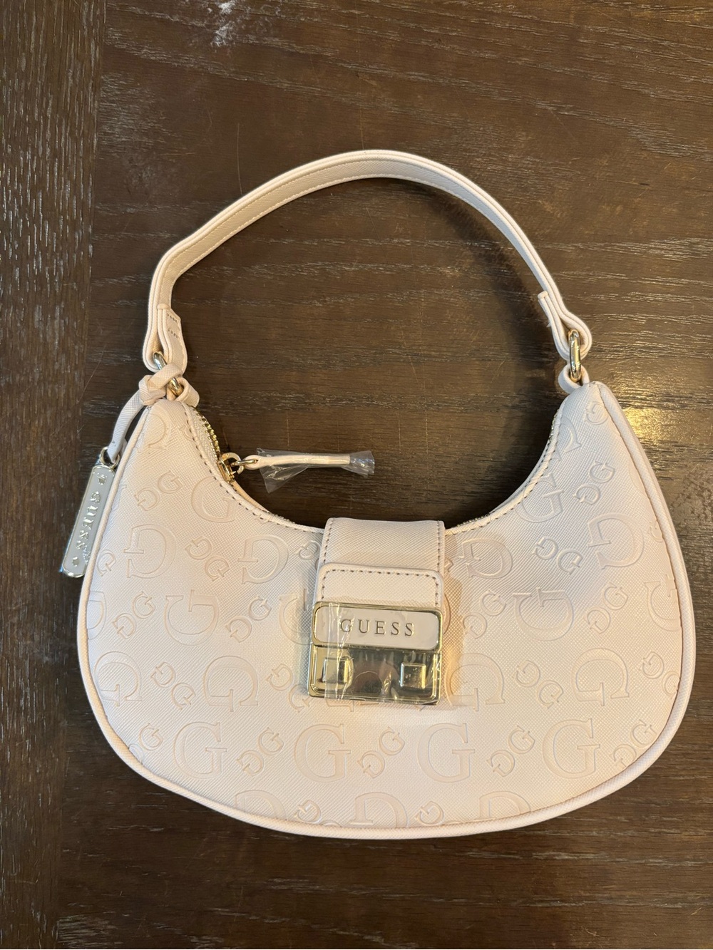 GUESS White Mini Shoulder Bag with Gold-Tone Hardware